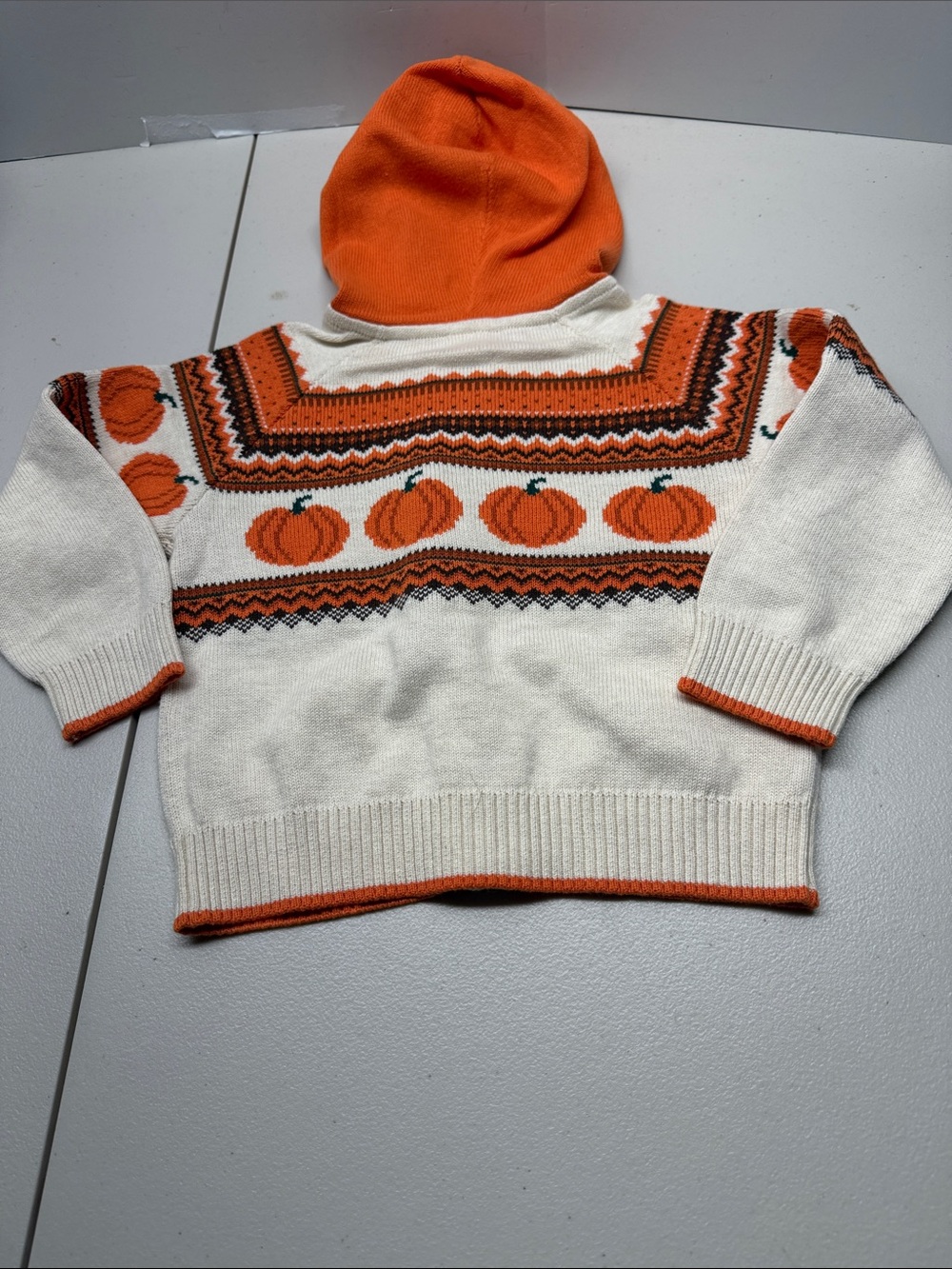 Gymboree Orange and Cream Pumpkin Zip-Up Hoodie Sweater. NWOT - Picture 5 of 5